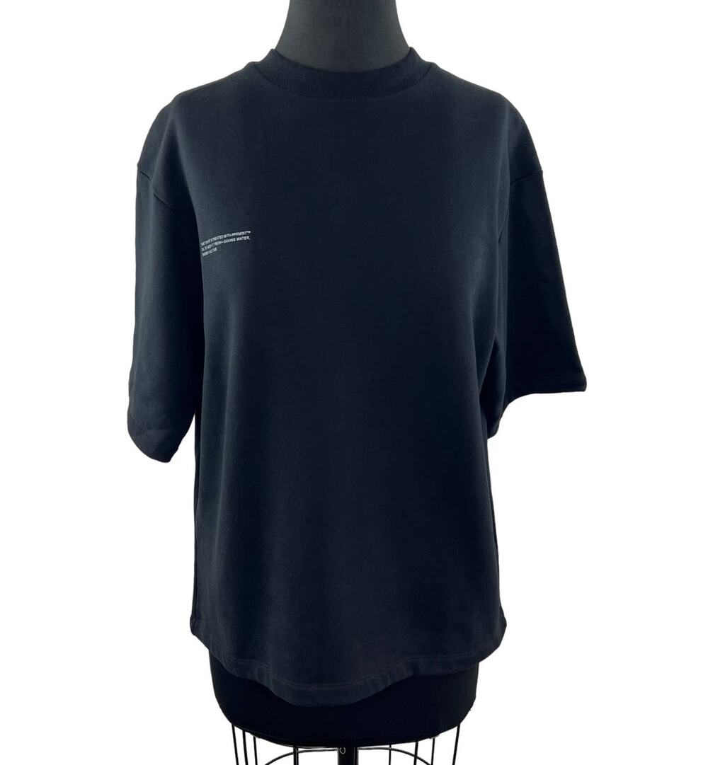 Pangaia Black XS Organic Cotton Relaxed Fit Shirt Crew Neck Dropped Shoulder NEW